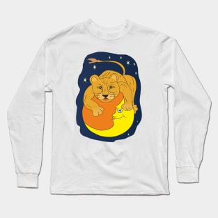 lion on the moon Long Sleeve T-Shirt